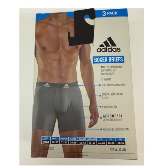 Adidas Men's Boxer Briefs 3-Pack – Size L All-Day Comfort - Picture 2 of 3